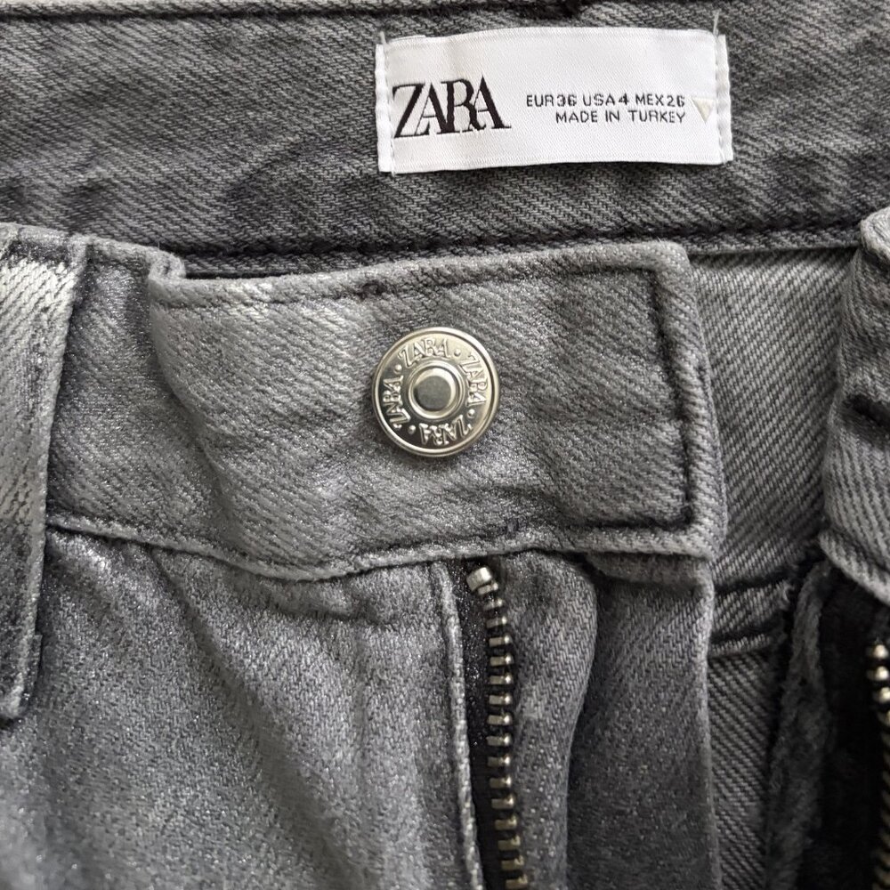 ZARA Metallic High-Waisted Straight Leg Jeans - FREE SHIPPING! - Picture 5 of 5